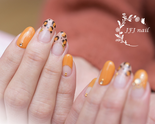 橘子豹紋.jpg - 唯美法式 French Nail