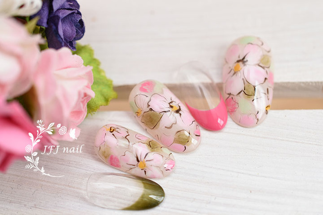 milk tea flowers-1.jpg - 春。ネイル