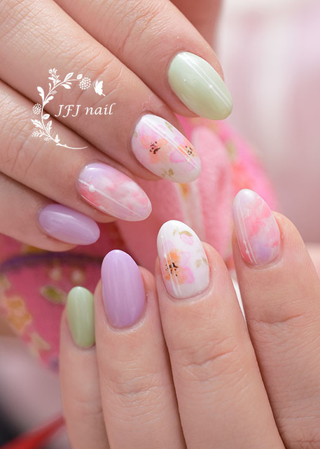手描き押し花-SummerColorful-1.jpg - Colorful Nail 彩色作品